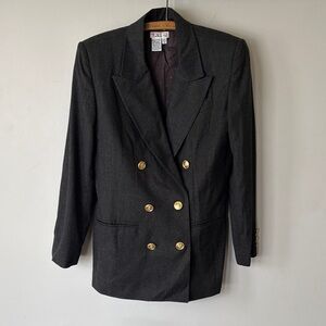 Vintage Talbots Double Breasted Wool Blazer Charcoal Gray Size 4